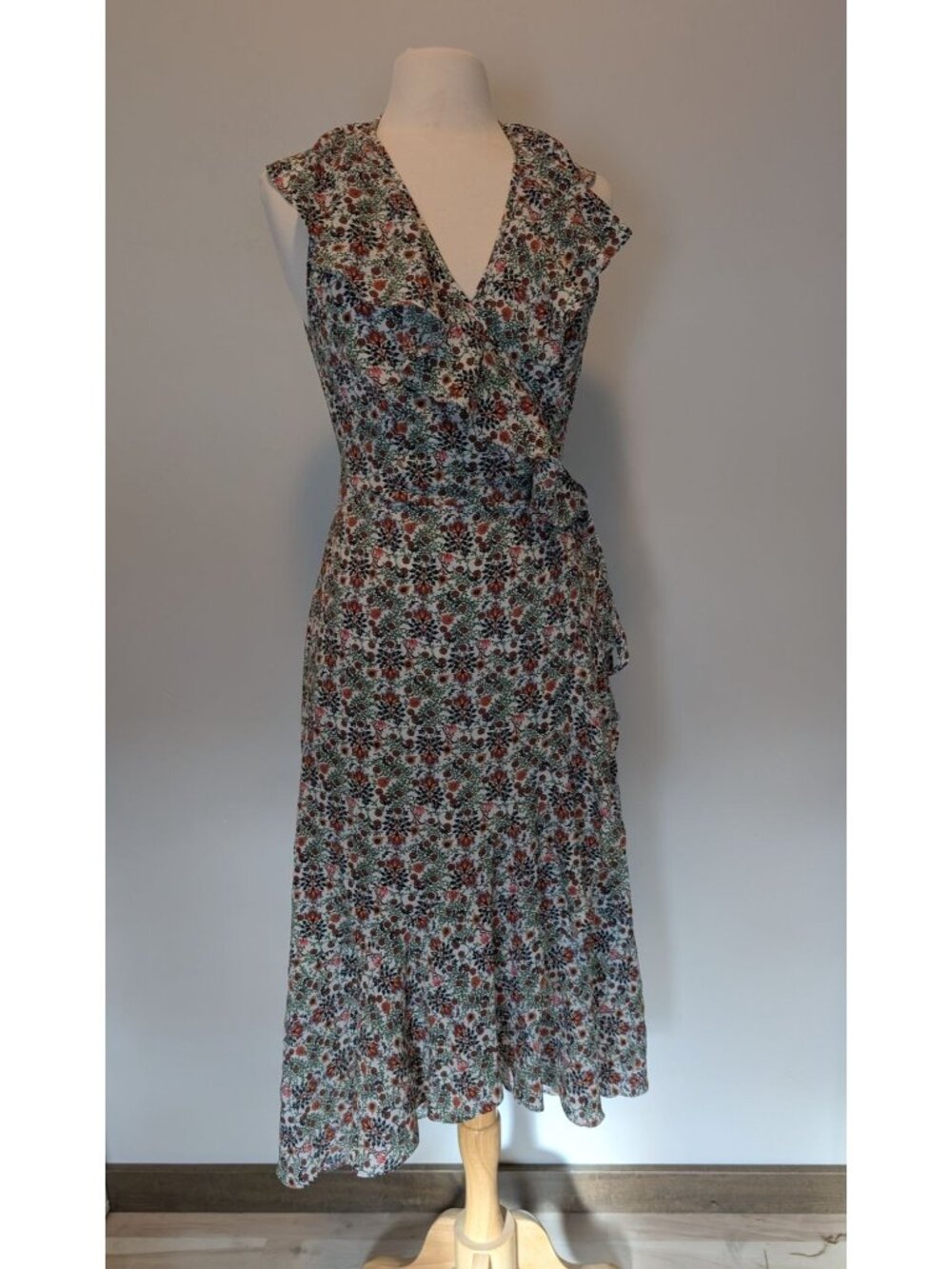 NEW Max Studio Womens Floral Wrap Dress Large Peasant Cottagecore